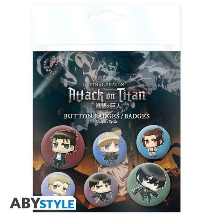 Attack On Titan Badge Pack - Chibi Characters