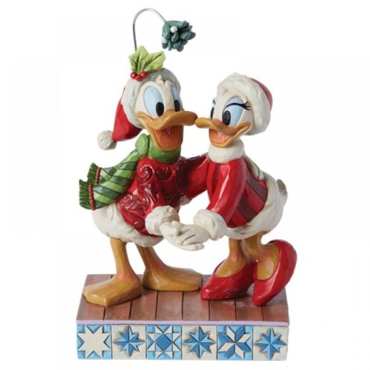Disney Traditions Donald Duck and Daisy Duck Mistletoe Christmas Figurine