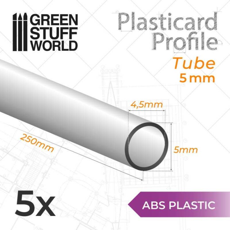 Green Stuff World ABS Plasticard Profile Tube 5mm