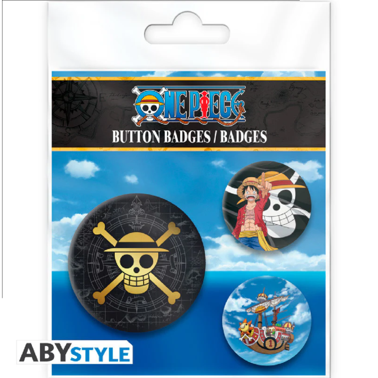 One Piece Skull & Luffy 3 Badge Pack