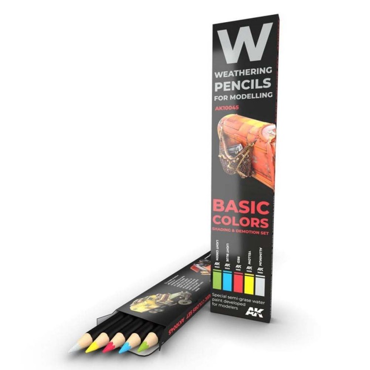 AK Watercolor Weathering Pencils Basic Colors Set