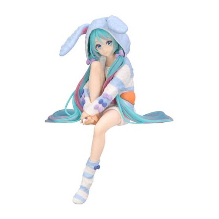 Hatsune Miku Noodle Stopper PVC Statue Hatsune Miku Rabbit Ear Hood Pajama Blue Color Ver 14cm