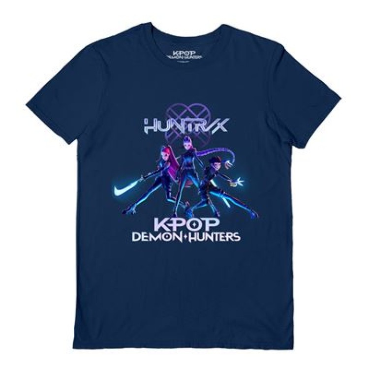 K-Pop Demon Hunters Trio Collector Navy Blue Unisex Short Sleeve T-shirt XL