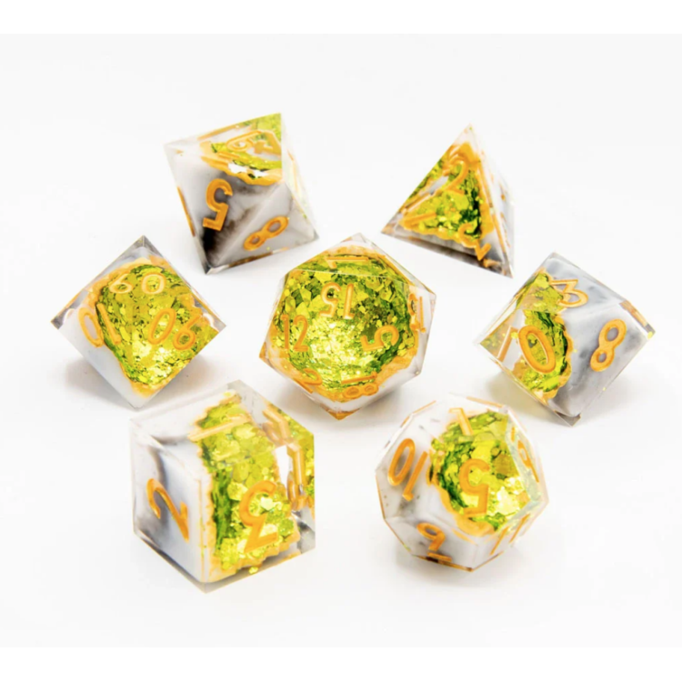 TTD Arctic Emerald Geode Sharp Edge Dice 7 Piece Set