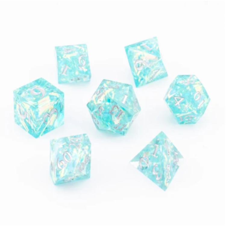 TTD Azure Starlight Sharp Edged Dice 7 Piece Set