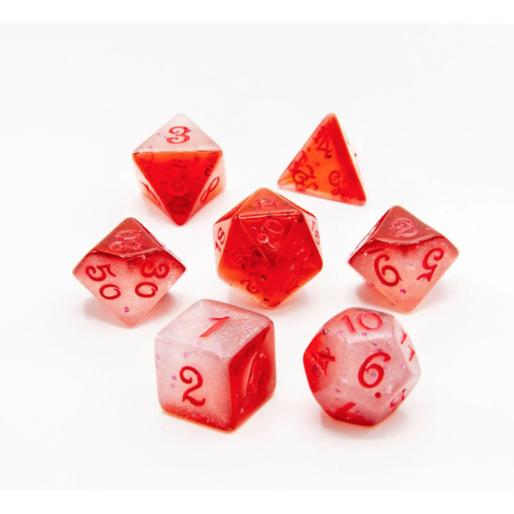 TTD Blood Crystal Acrylic Dice 7 Piece Set