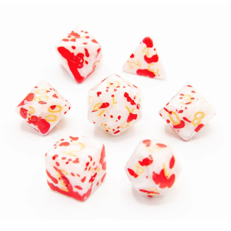 TTD Bloodstained Ivory Acrylic Dice 7 Piece Set