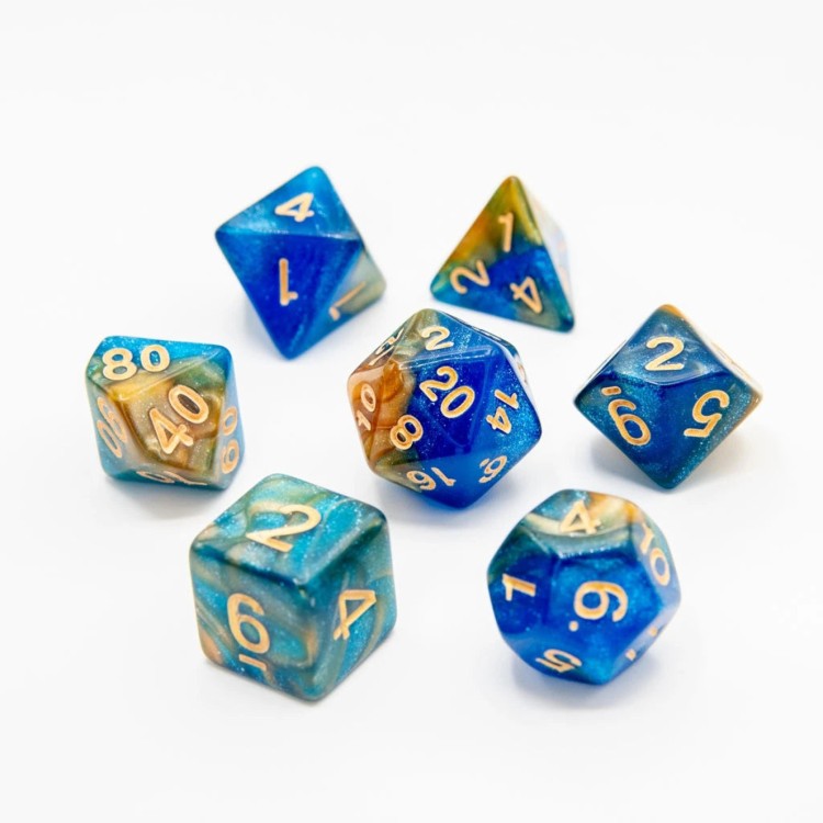 TTD Blueberry Mango Spark Acrylic Dice 7 Piece Set