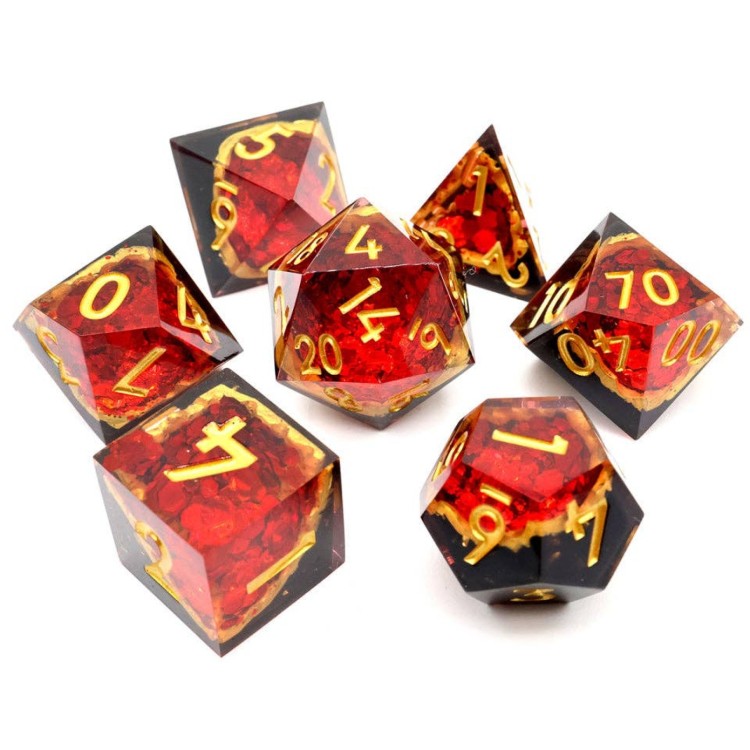 TTD Crimson Abyss Geode Sharp Edge Dice 7 Piece Set