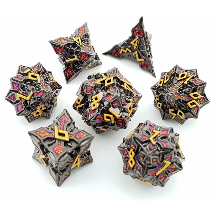 TTD Crimson Thorn Metal Dice 7 Piece Set