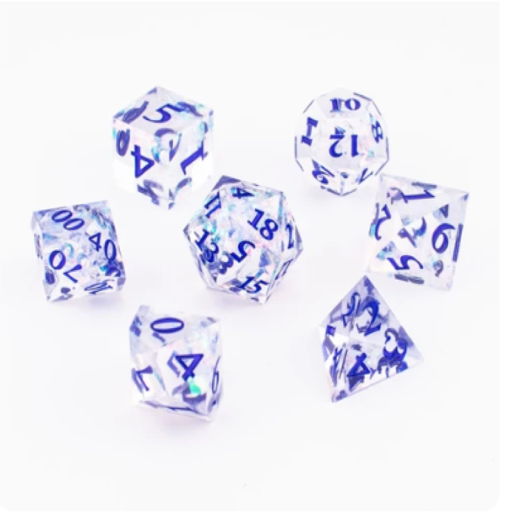 TTD Crystal Current Sharp Edged Dice 7 Piece Set