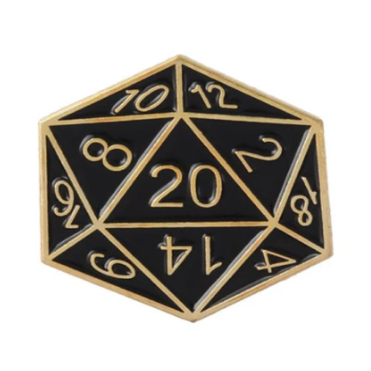 TTD D20 Black And Gold Pin