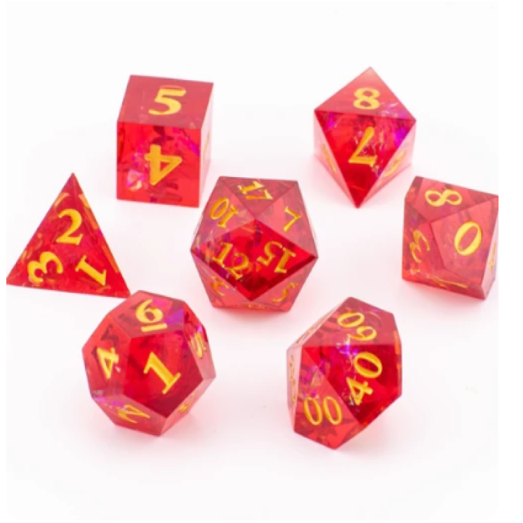 TTD Dragon Heart Sharp Edged Dice 7 Piece Set