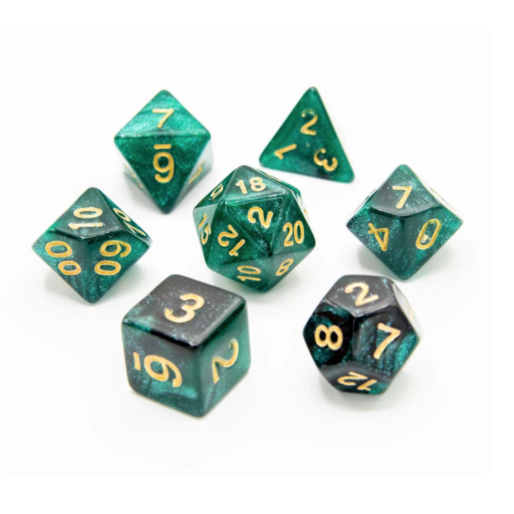 TTD Emerald Night Acrylic Dice 7 Piece Set