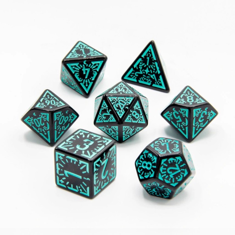 TTD Emerald Ray Acrylic Dice 7 Piece Set