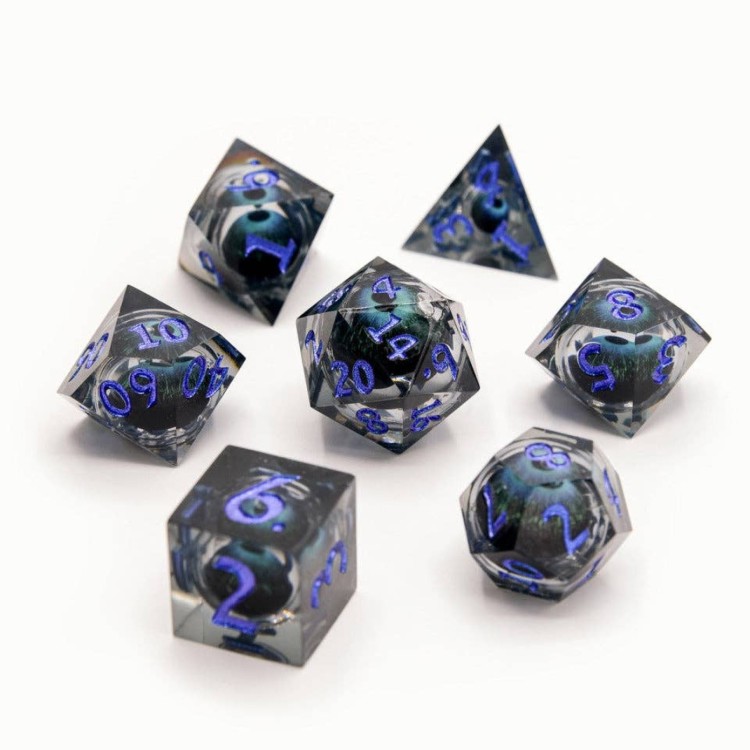 TTD Evil Eye Moving Eyeball Liquid Core Dice 7 Piece Set