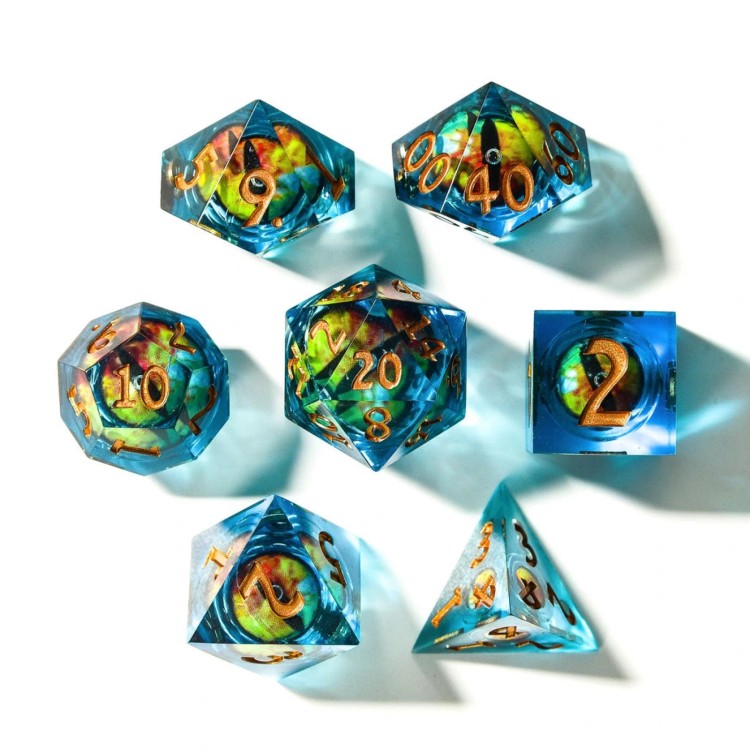 TTD Eye of Destiny Moving Eye Liquid Core Dice 7 Piece Set