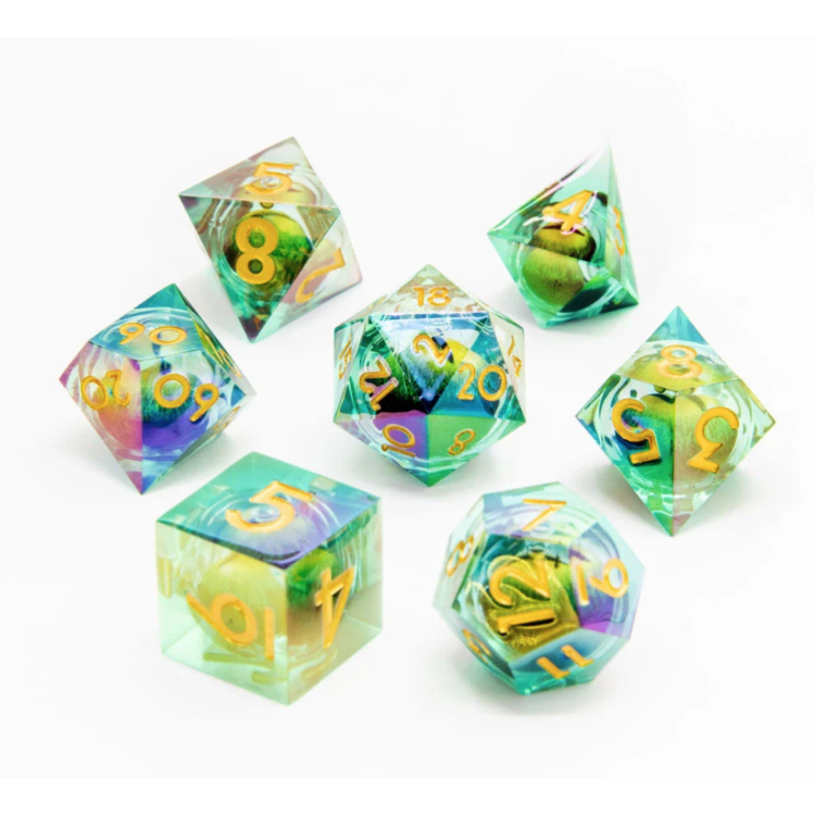 TTD Eye of Illusion Moving Eye Liquid Core Dice 7 Piece Set