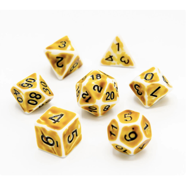 TTD Faded Glory Yellow Acrylic Dice 7 Piece Set