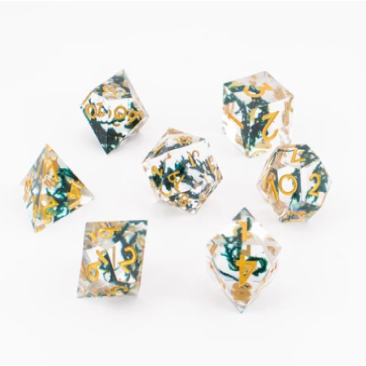 TTD Forest Moss Sharp Edged Dice 7 Piece Set