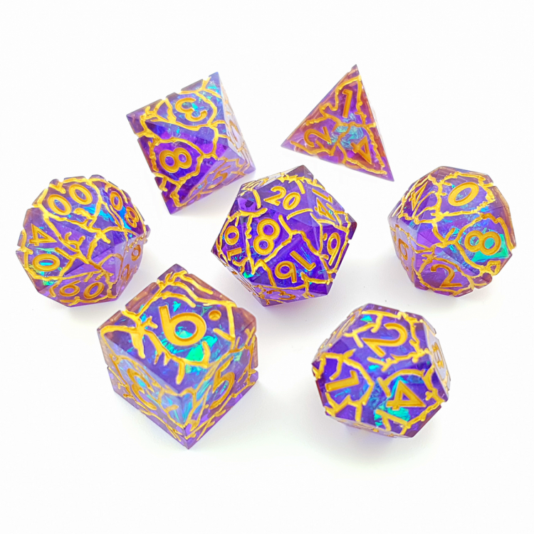 TTD Golden Phantasm Sharp Edged Dice 7 Piece Set