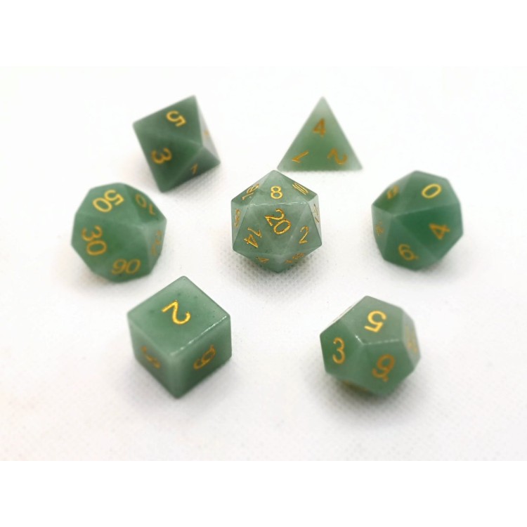 TTD Jade Natural Gemstone Dice 7 Piece Set