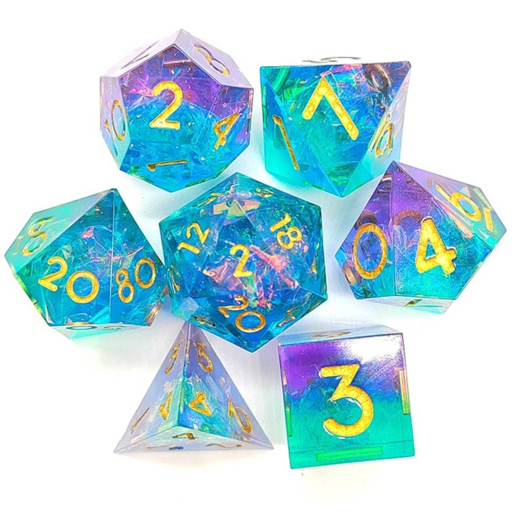 TTD Jelly Twinkle Sharp Edge Resin Dice 7 Piece Set