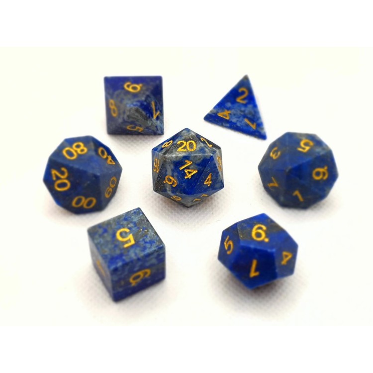 TTD Lazurite Natural Gemstone Dice 7 Piece Set