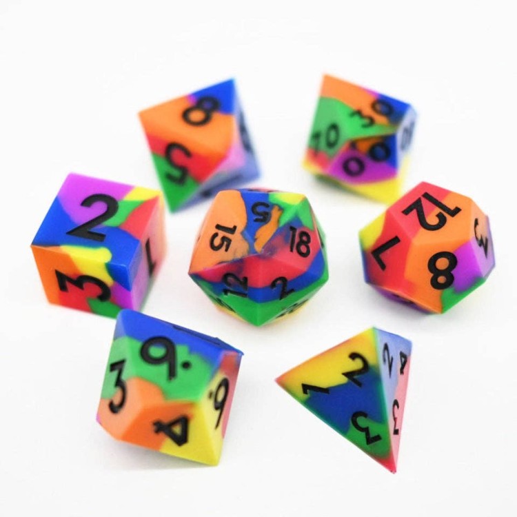 TTD Psychedelic Squish Rocks Silicone Dice 7 Piece Set