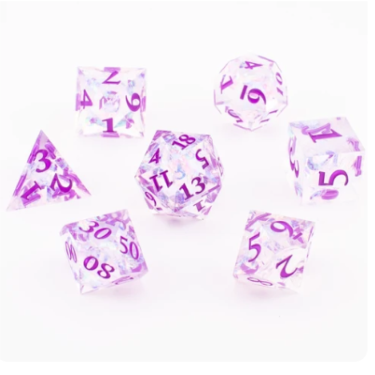 TTD Nebula Voyager Clear Sharp Edged Dice 7 Piece Set