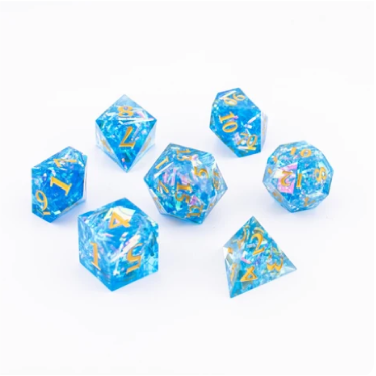 TTD Nebular Voyager Blue Sharp Edged Dice 7 Piece Set