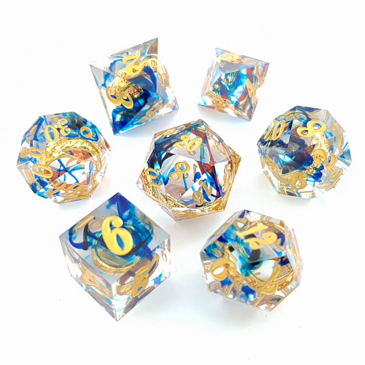 TTD Ring Of Sapphire Sharp Edge Resin Dice 7 Piece Set