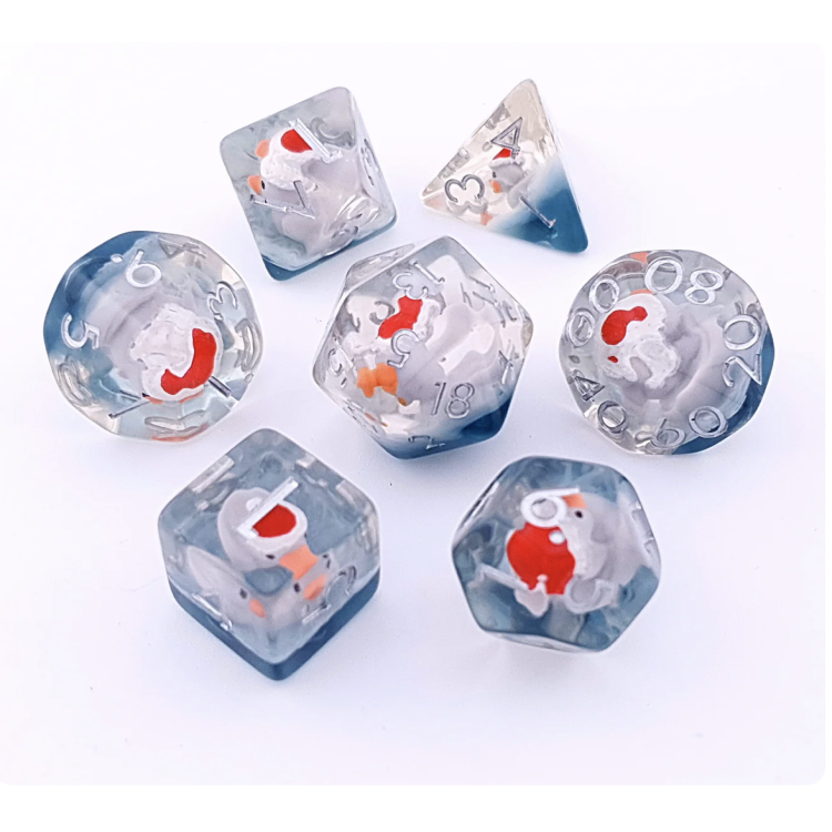 TTD Santa Ducks Resin Inclusion Dice 7 Piece Set