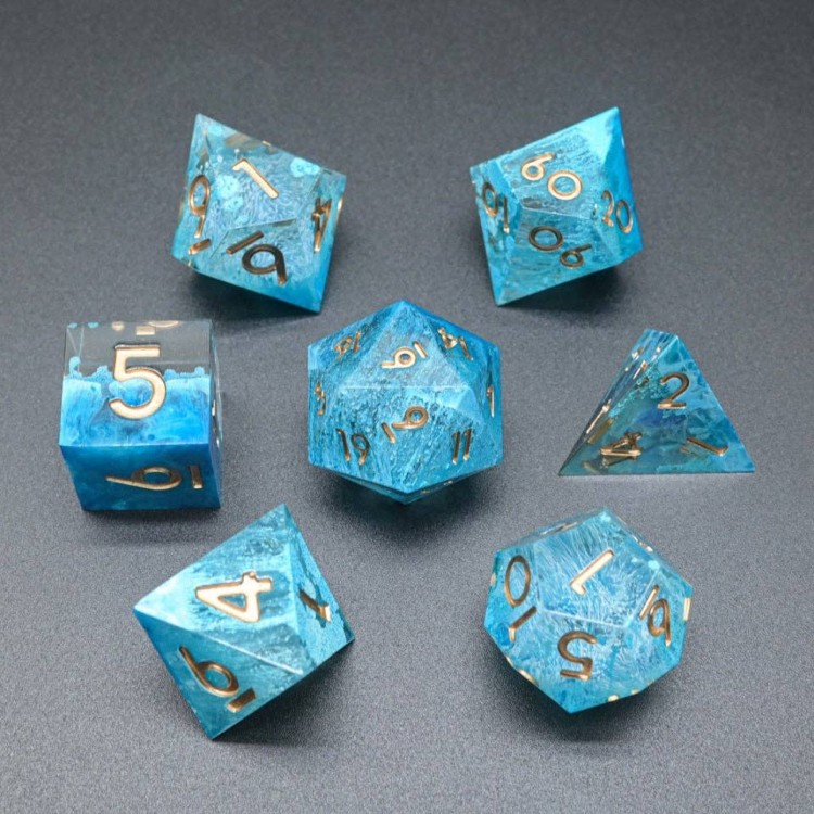 TTD Snowstorm Sharp Edge Resin Dice 7 Piece Set