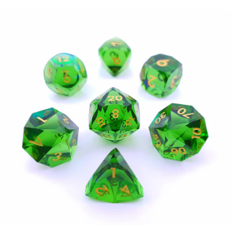 TTD Verdant Prism Diamond Cut Sharp Edge Resin 7 Piece Dice Set